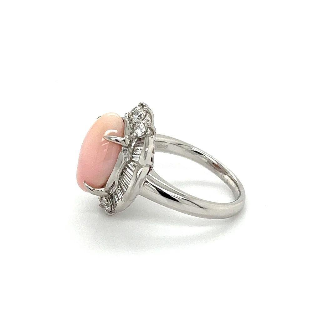 Women's Vintage 5.15 Carat Natural Pink Conch Pearl and Diamond Platinum Diamond Ring