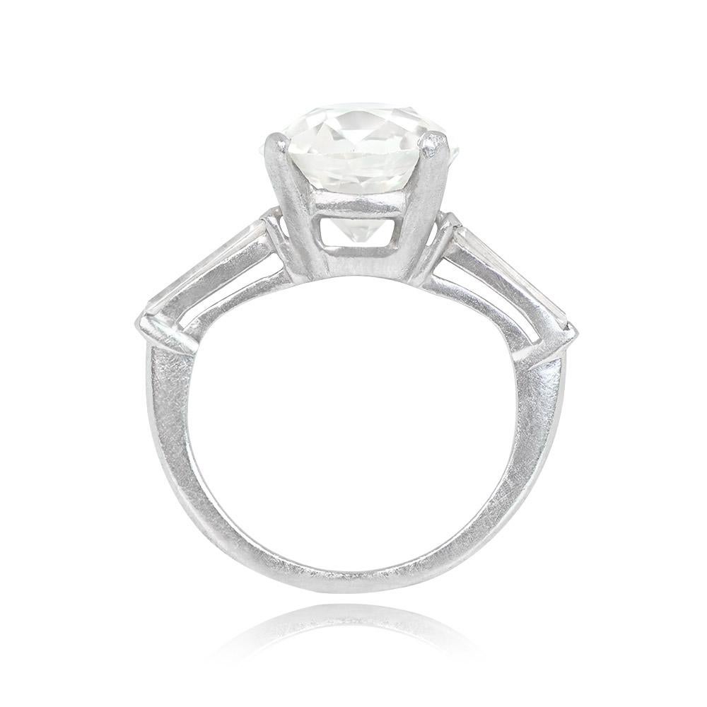 Vintage 5.19ct Antique Cushion Cut Diamond Engagement Ring, Platinum, Circa 1950 In Excellent Condition For Sale In New York, NY