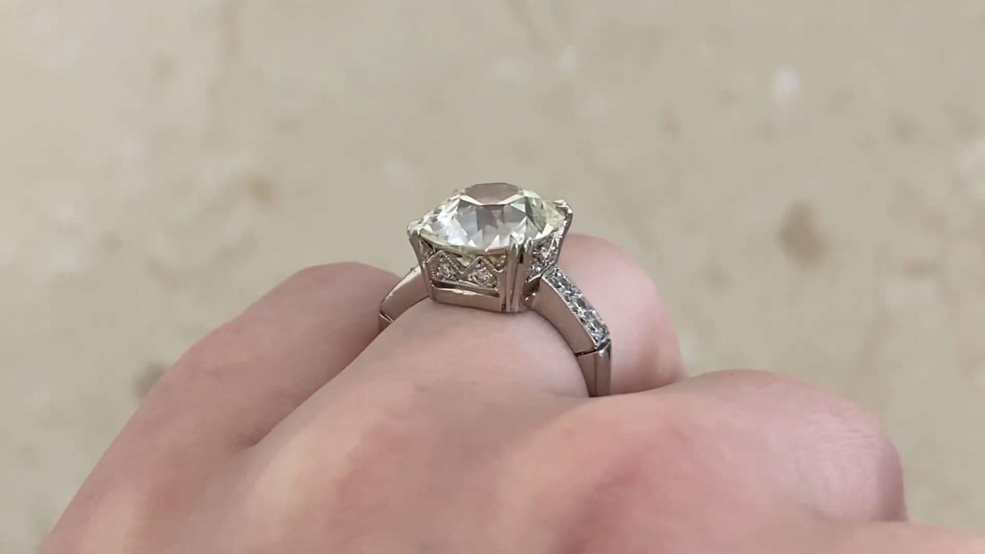 Retro Vintage Antique Cushion Cut Diamond Engagement Ring (Approx 5.1-Carats) Platinum
