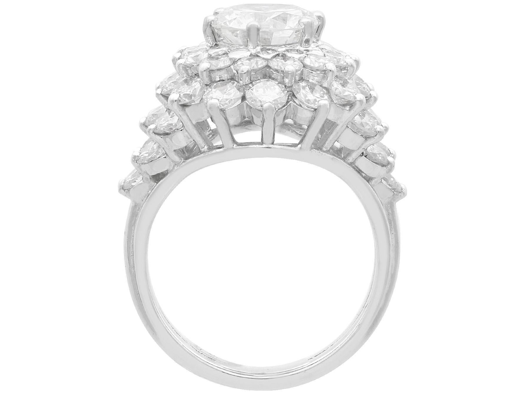 Women's or Men's Vintage French 5.19 Carat Diamond and 18 Carat White Gold Cluster Ring For Sale