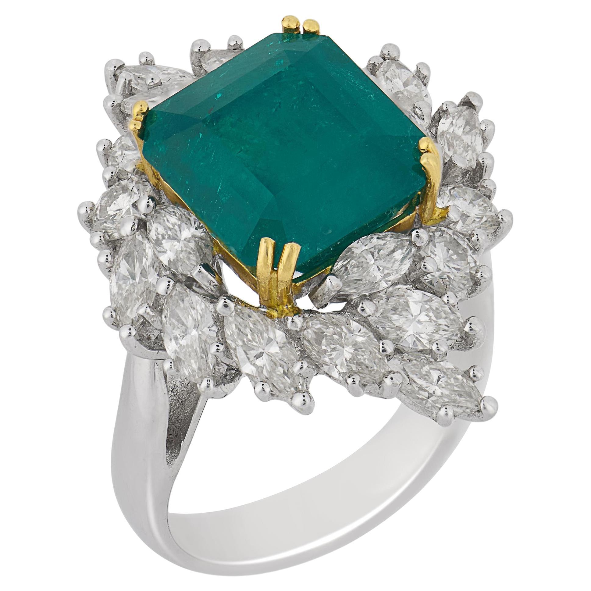 Vintage 5,23 Karat Smaragd-Diamant-Cocktailring aus 18k Gold