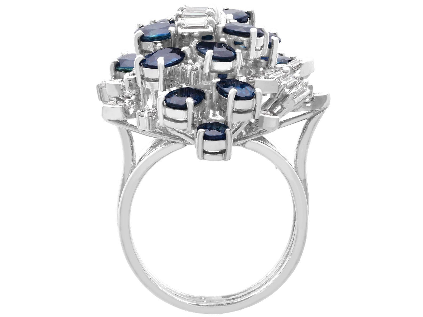 Women's or Men's Vintage 5.25ct Sapphire 1.33ct Diamond White Gold Cocktail Ring, circa 1970 For Sale