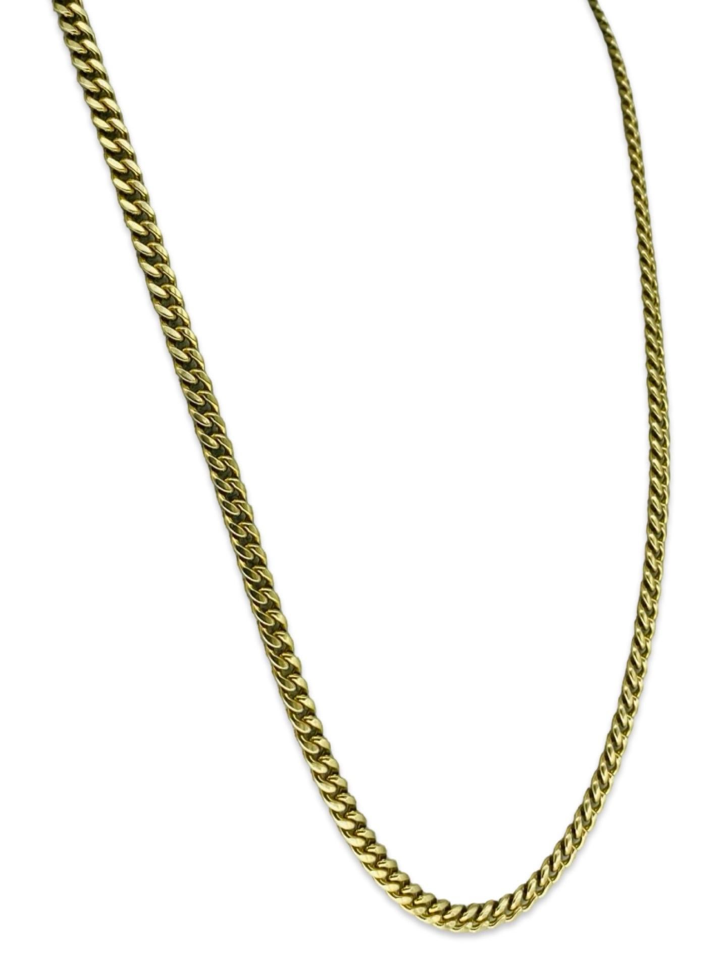 Vintage 5.25mm Cuban Link Chain Solid Gold 14k Italy In Good Condition For Sale In Miami, FL