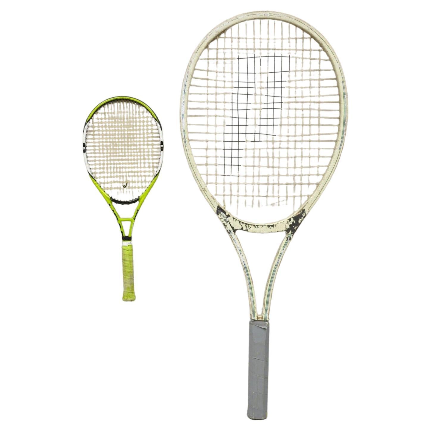 Vitrine de magasin de raquettes de tennis surdimensionnée Prince Pop Art en bois vintage de 135 cm en vente