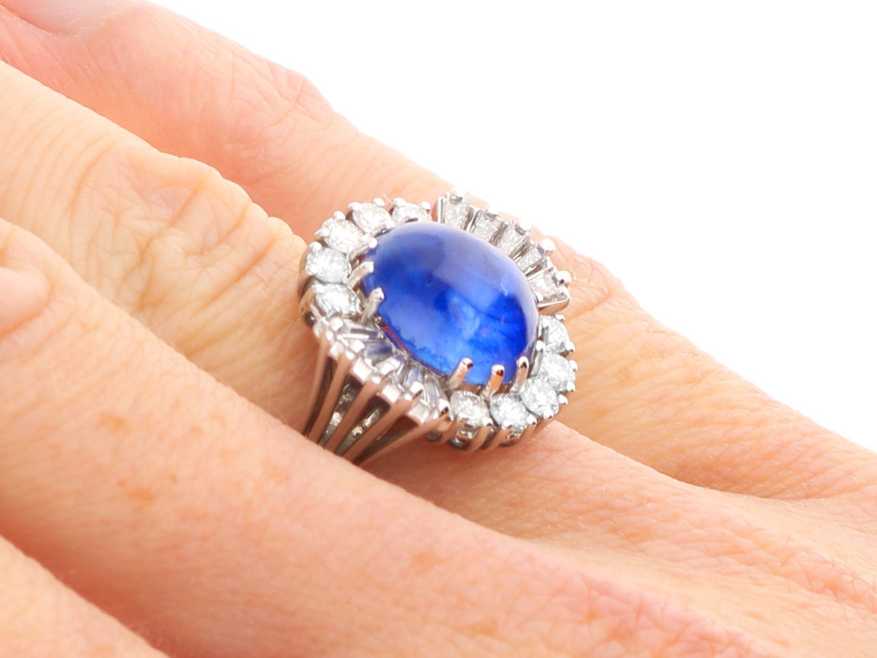 18 Karat Weißgold Cluster-Ring mit 5,34 Karat Burma-Saphir und 1,10 Karat Diamant im Angebot 4