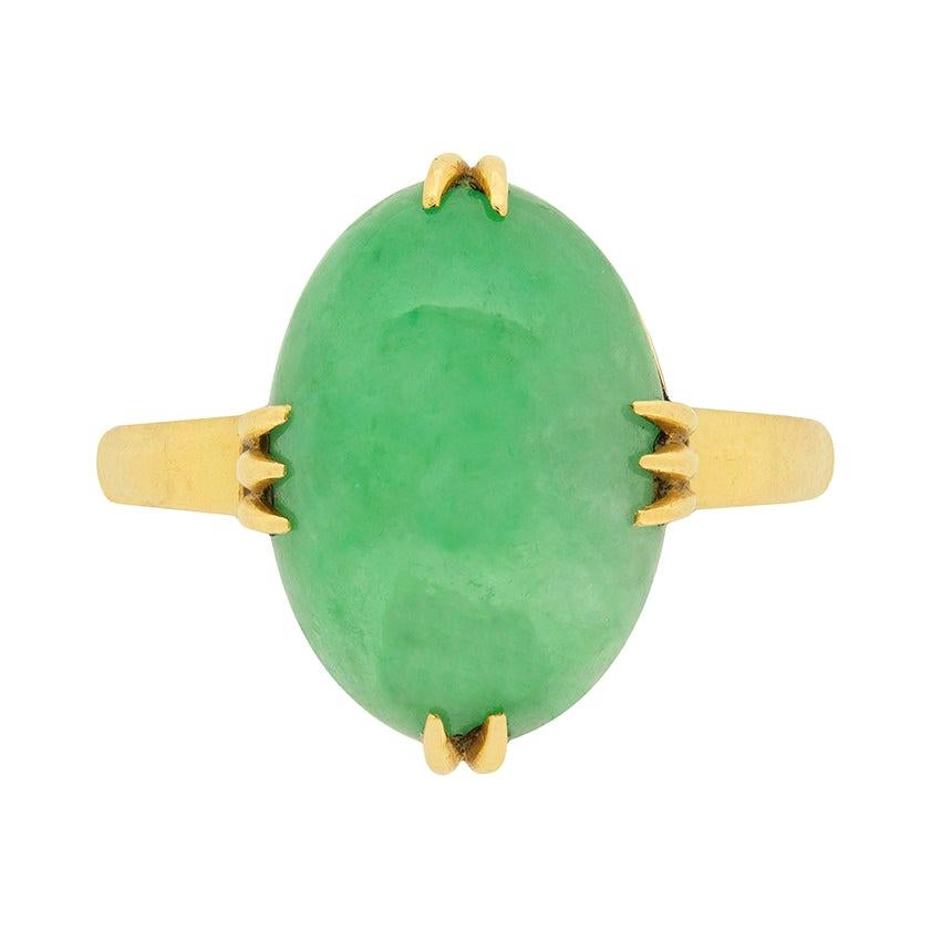 Vintage-Ring aus natürlicher Jade mit 5,40 Karat, ca. 1950er Jahre