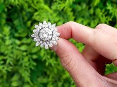 Vintage 5.41 Carat Diamond and Platinum Cluster Ring Circa 1990