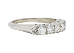 Vintage .55 CTW Brilliant Diamond 14 Karat White Gold Fishtail Wedding Band Ring