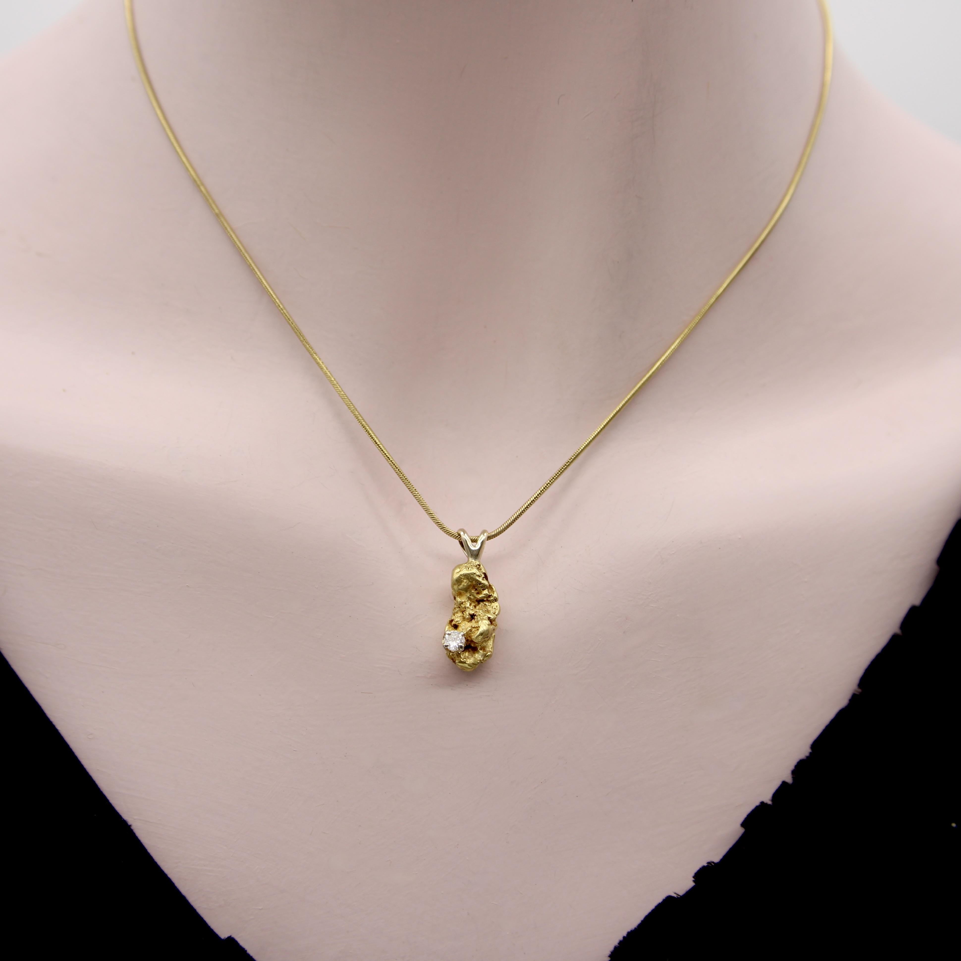 Vintage breloque pépite d'or 22 carats avec diamants 5,5 grammes Unisexe en vente
