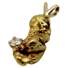 Vintage 5,5 Gramm 22K Gold Nugget-Charm mit Diamant