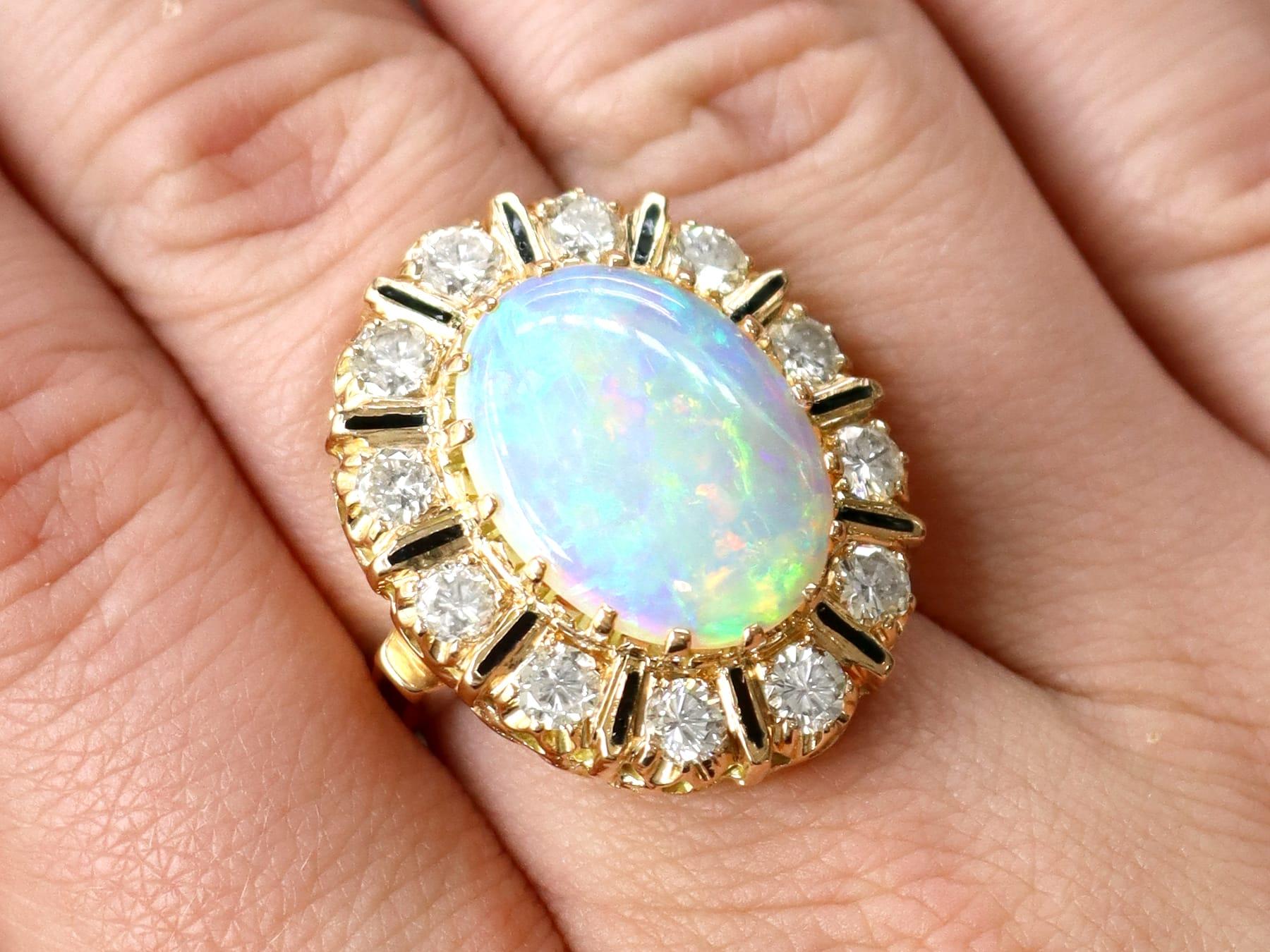 Vintage 5,50 Karat Opal und 1,92 Karat Diamant Cocktail Ring (Cabochon) im Angebot