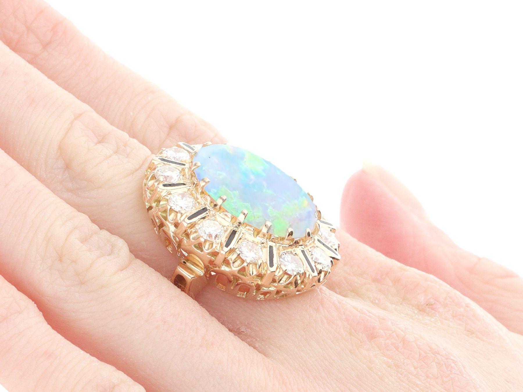 Vintage 5.50 carat Opal and 1.92carat Diamond Cocktail Ring In Excellent Condition For Sale In Jesmond, Newcastle Upon Tyne