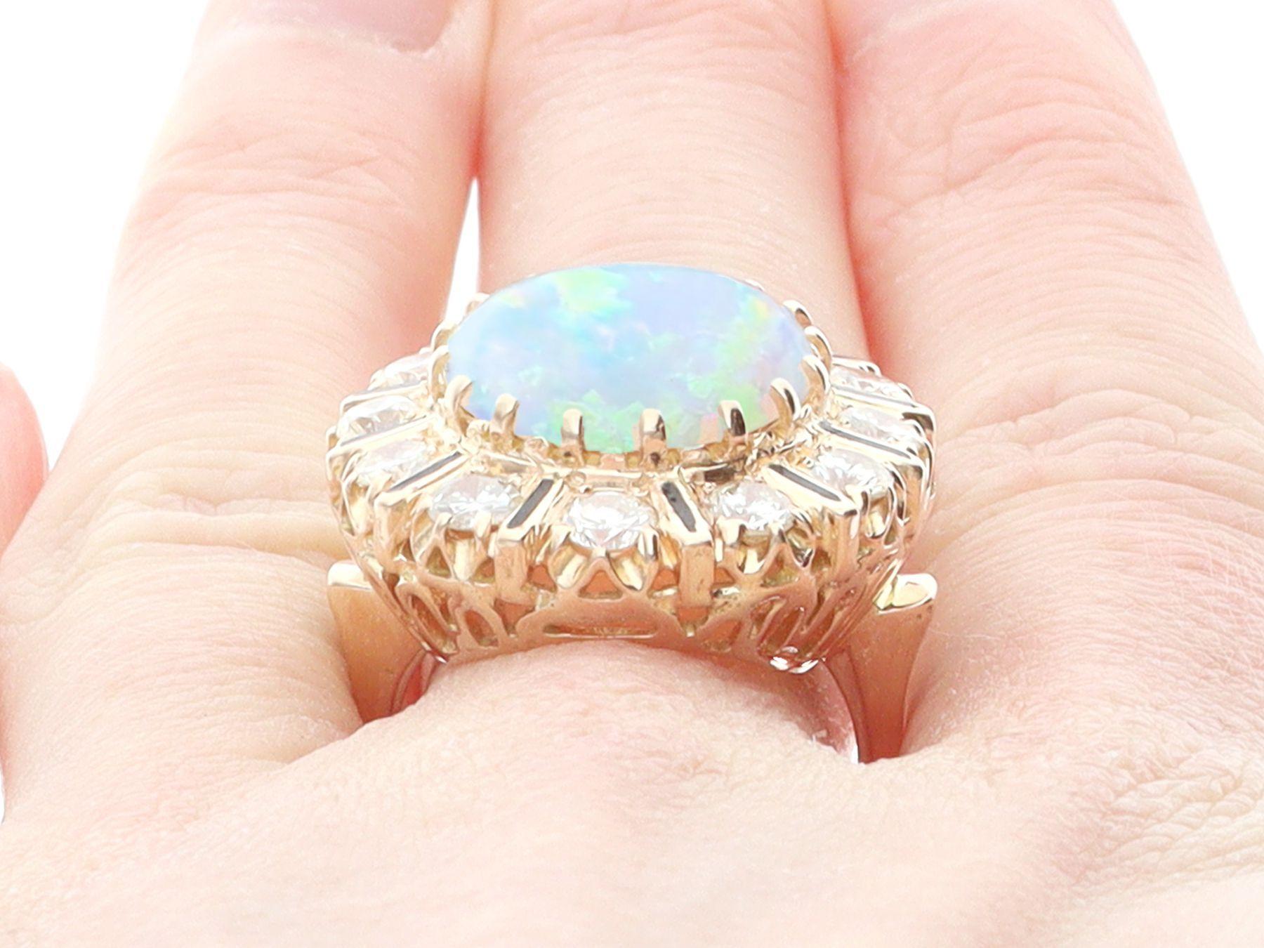 Women's or Men's Vintage 5.50 carat Opal and 1.92carat Diamond Cocktail Ring For Sale