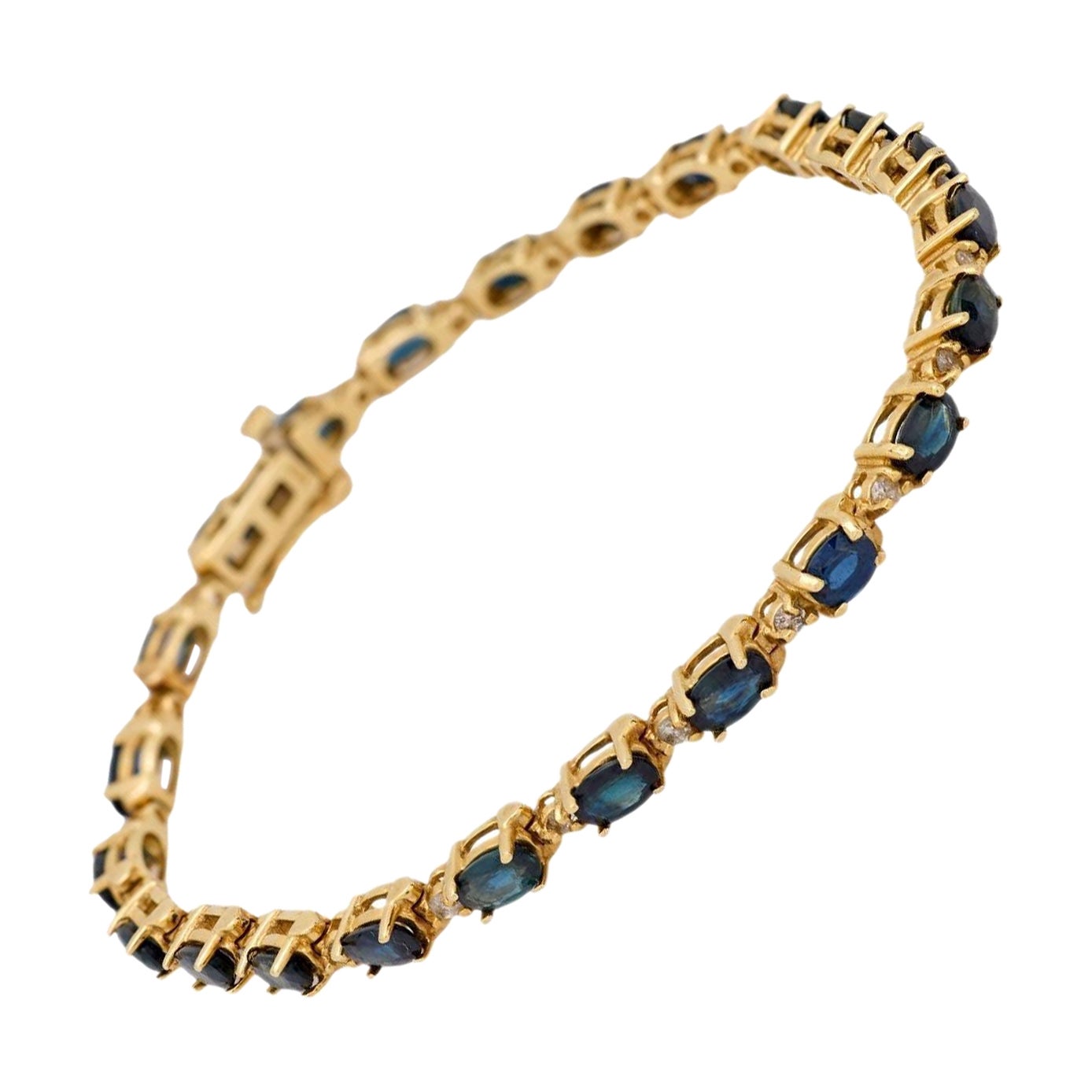Vintage 5.55 carat total weight sapphire diamond 14k yellow gold bracelet