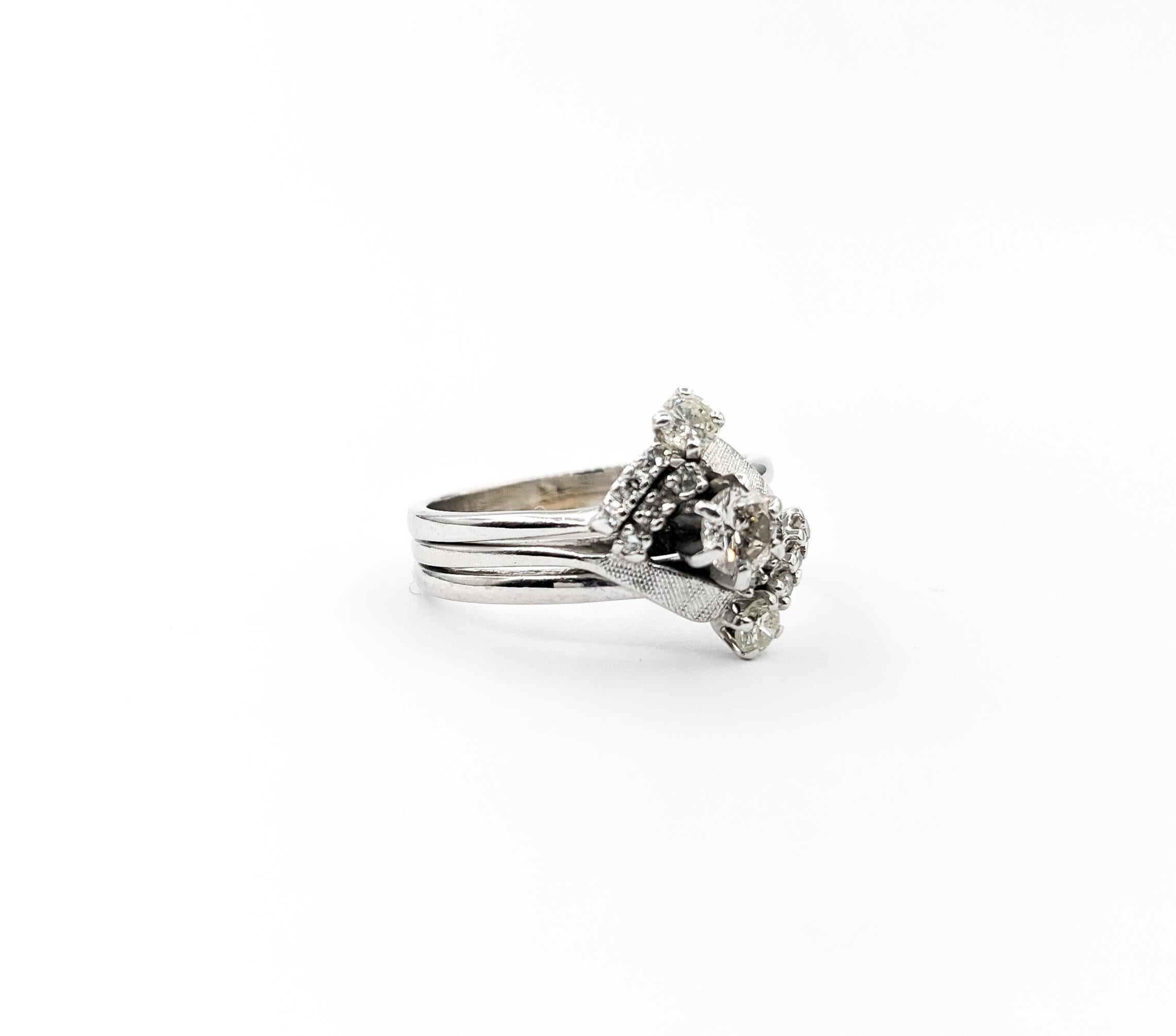 Vintage .55ctw Diamond Ring In White Gold For Sale 5