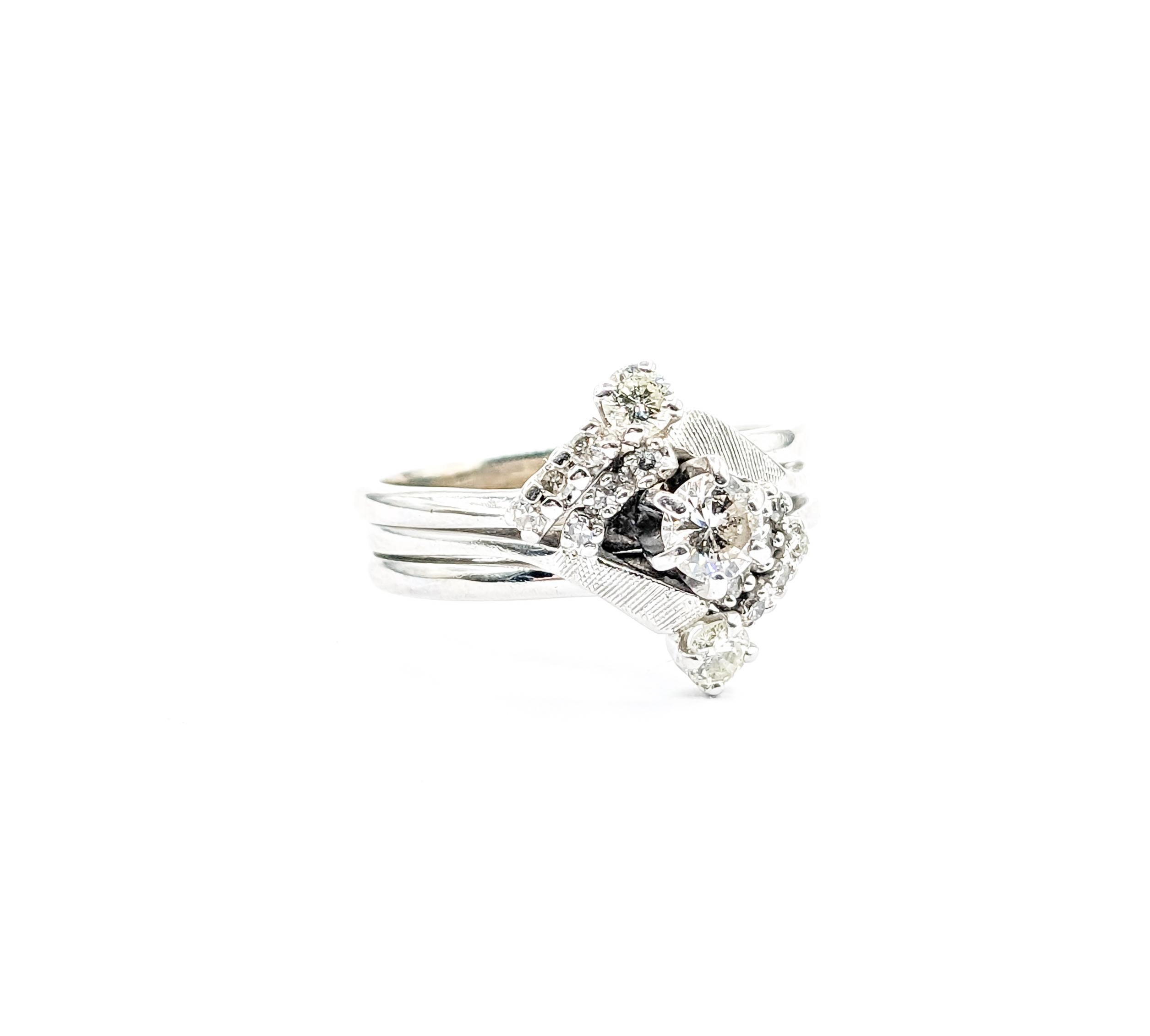 Modern Vintage .55ctw Diamond Ring In White Gold For Sale