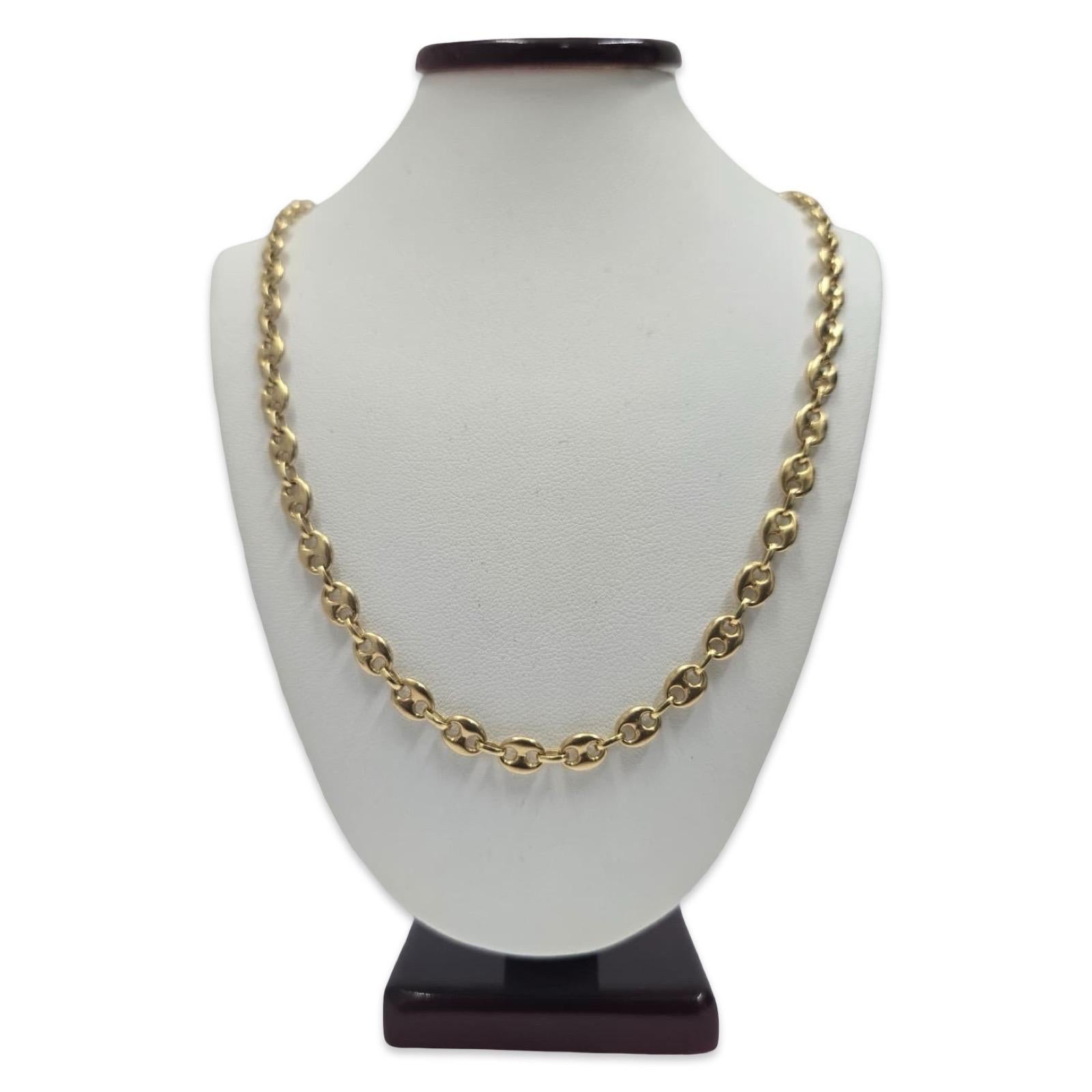 Vintage 5.5mm Puffy Italian 18K Yellow Gold Mariner Link Chain Necklace 19 Inch