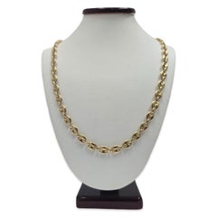 Vintage 5.5mm Puffy Italian 18K Yellow Gold Mariner Link Chain Necklace 19 Inch
