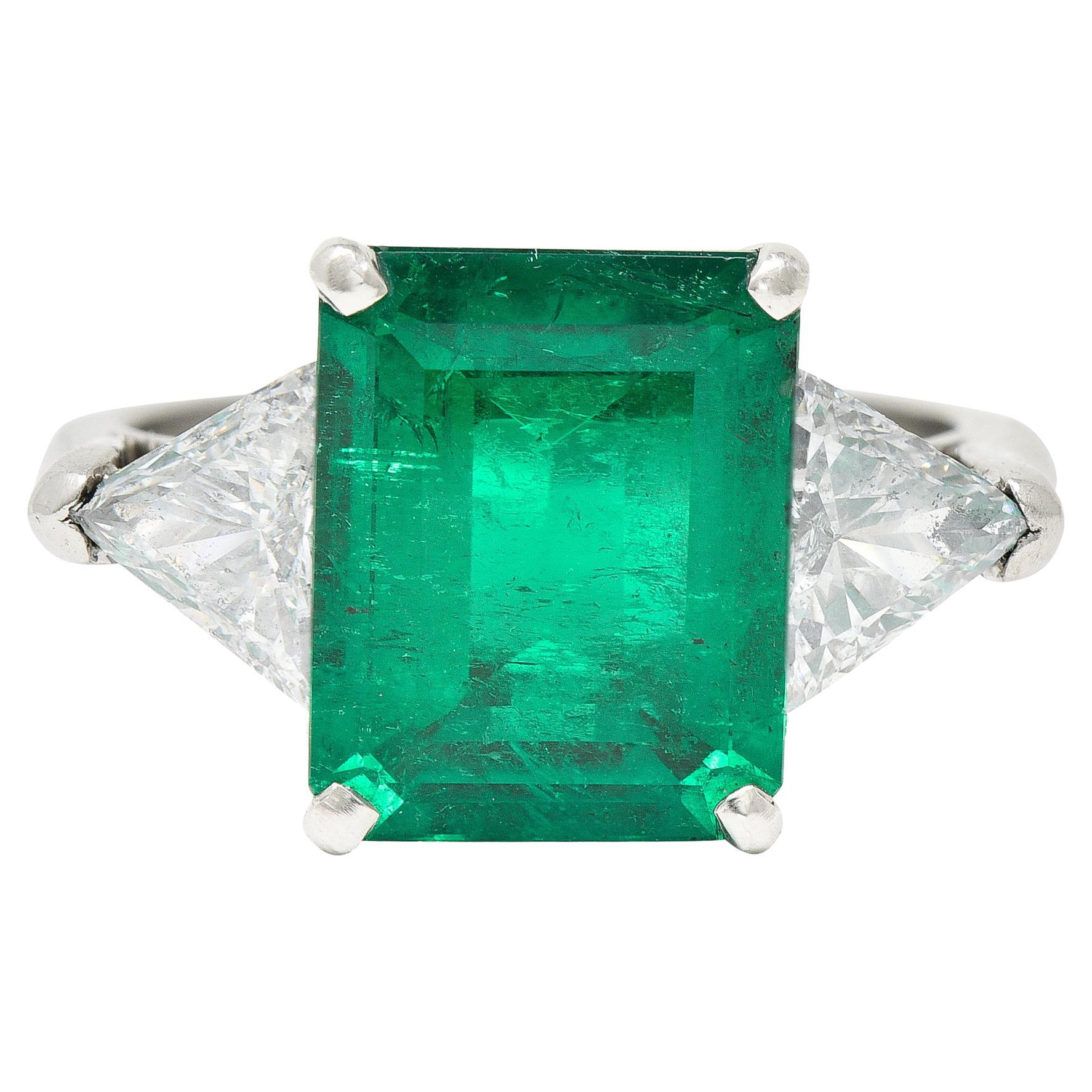 Colombian Emerald Diamond Ring at 1stDibs
