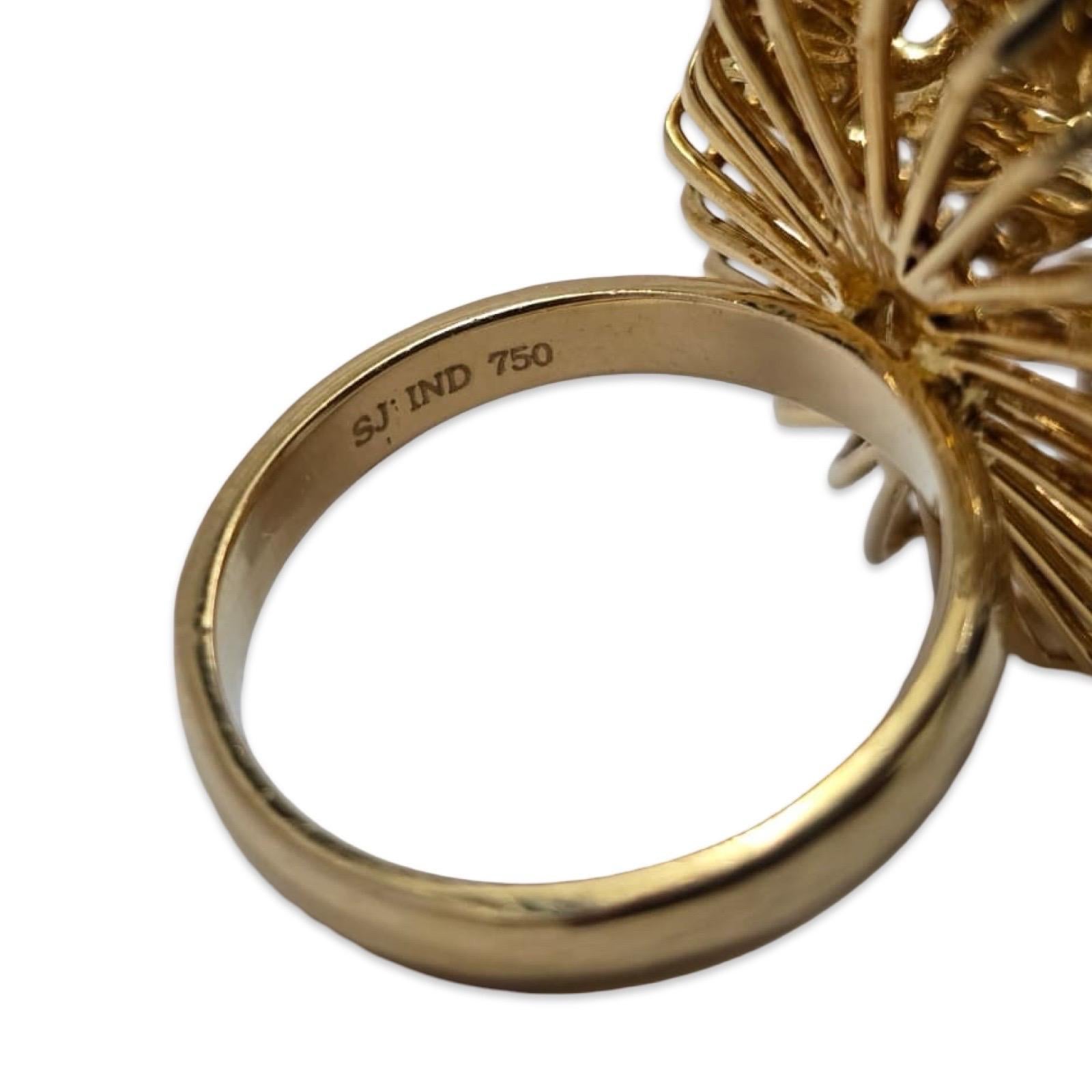 Vintage 5.68ctw Champagner Diamant Marquise Cluster Ring 18k Gold im Angebot 4