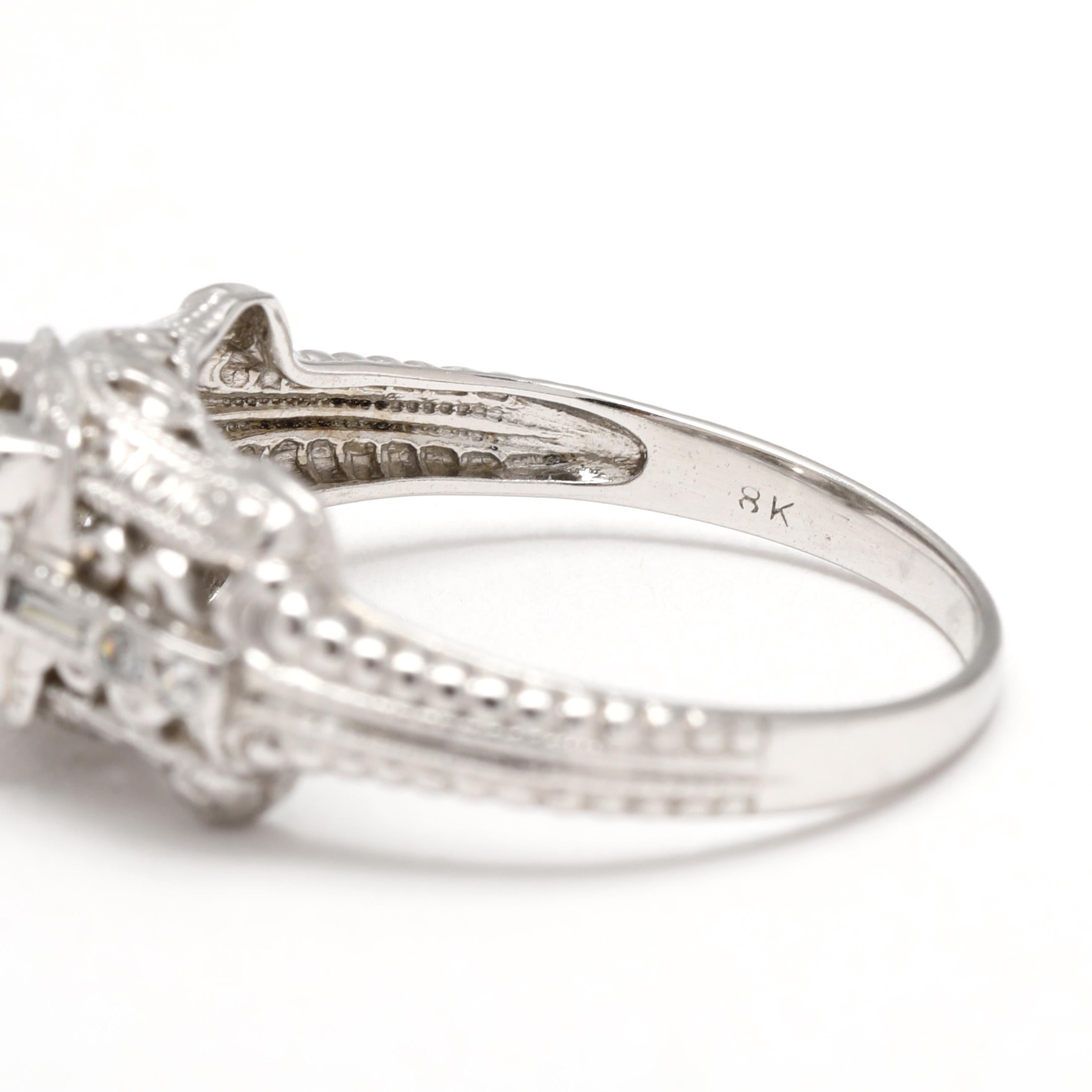 Vintage .56ctw Diamant-Verlobungsring, 18k Weißgold, Vintage, Ring Größe 5 für Damen oder Herren im Angebot