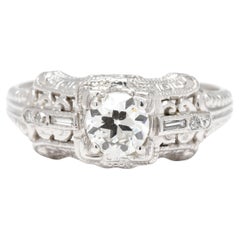 Anillo de compromiso de diamantes vintage de 0,56 ctw, oro blanco de 18 quilates, talla 5