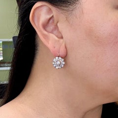 Vintage 5.71ctw Old Cut Diamond Drop Earrings 18k Yellow Gold