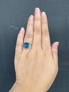 14K Yellow Gold 5.74ct Blue Topaz & Diamond Ring by Carat Jewellery