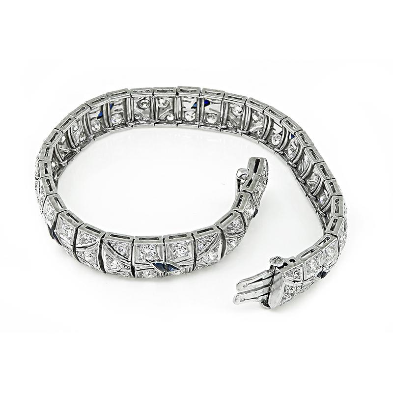 Vintage 5.75ct Diamond Sapphire Bracelet In Good Condition For Sale In New York, NY
