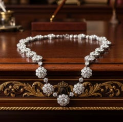 Vintage 58.75cttw Diamond Platinum and 18Kt White Gold Necklace