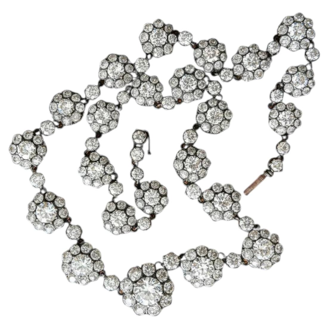 Vintage 58.75cttw Diamond Platinum and 18Kt White Gold Necklace