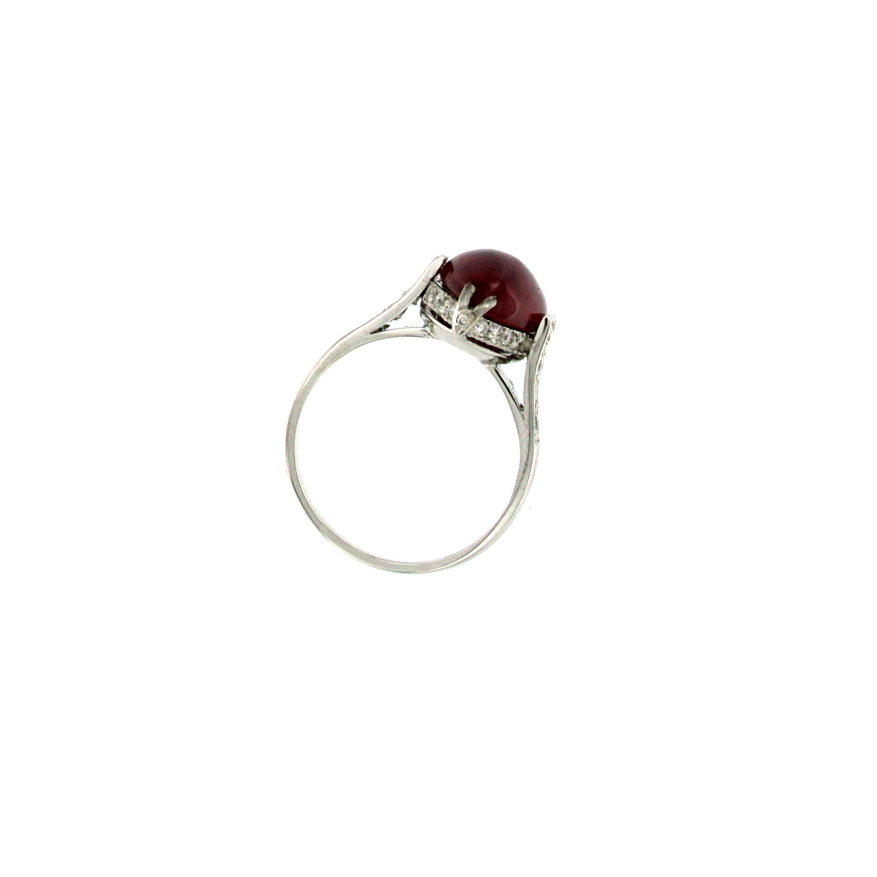 Women's or Men's Vintage 5, 89 Carat Natural Ruby Diamond Gold Ring For Sale