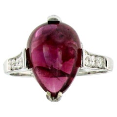 Retro 5, 89 Carat Natural Ruby Diamond Gold Ring