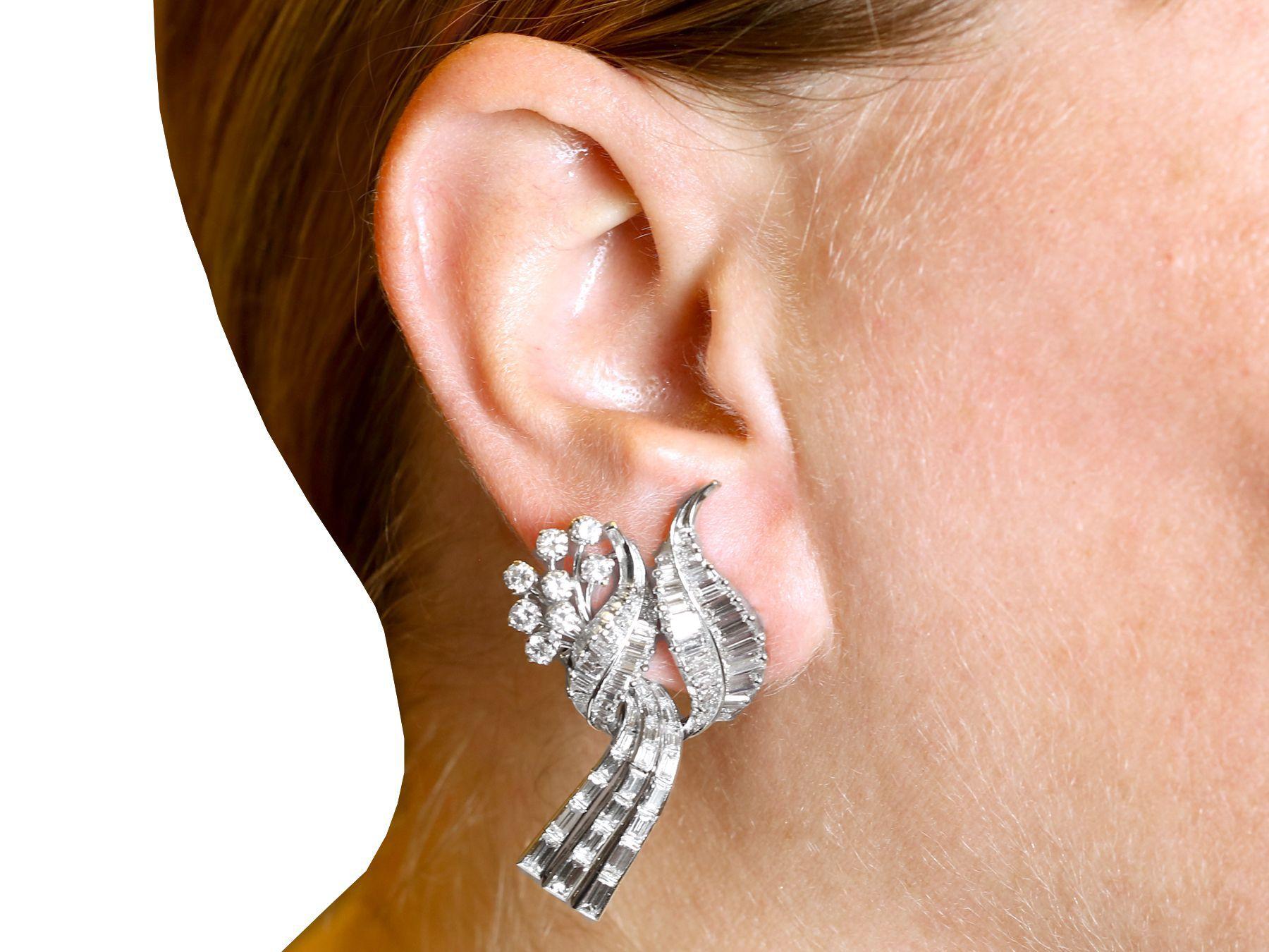 Vintage 5.90 Carat Diamond and Platinum Tassel Earrings 3