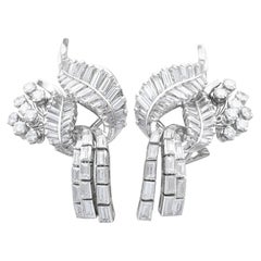 Vintage 5.90 Carat Diamond and Platinum Tassel Earrings