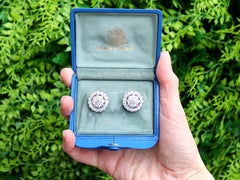 Vintage 5.97 Carat Diamond and 18k White Gold Cluster Earrings Circa 1940