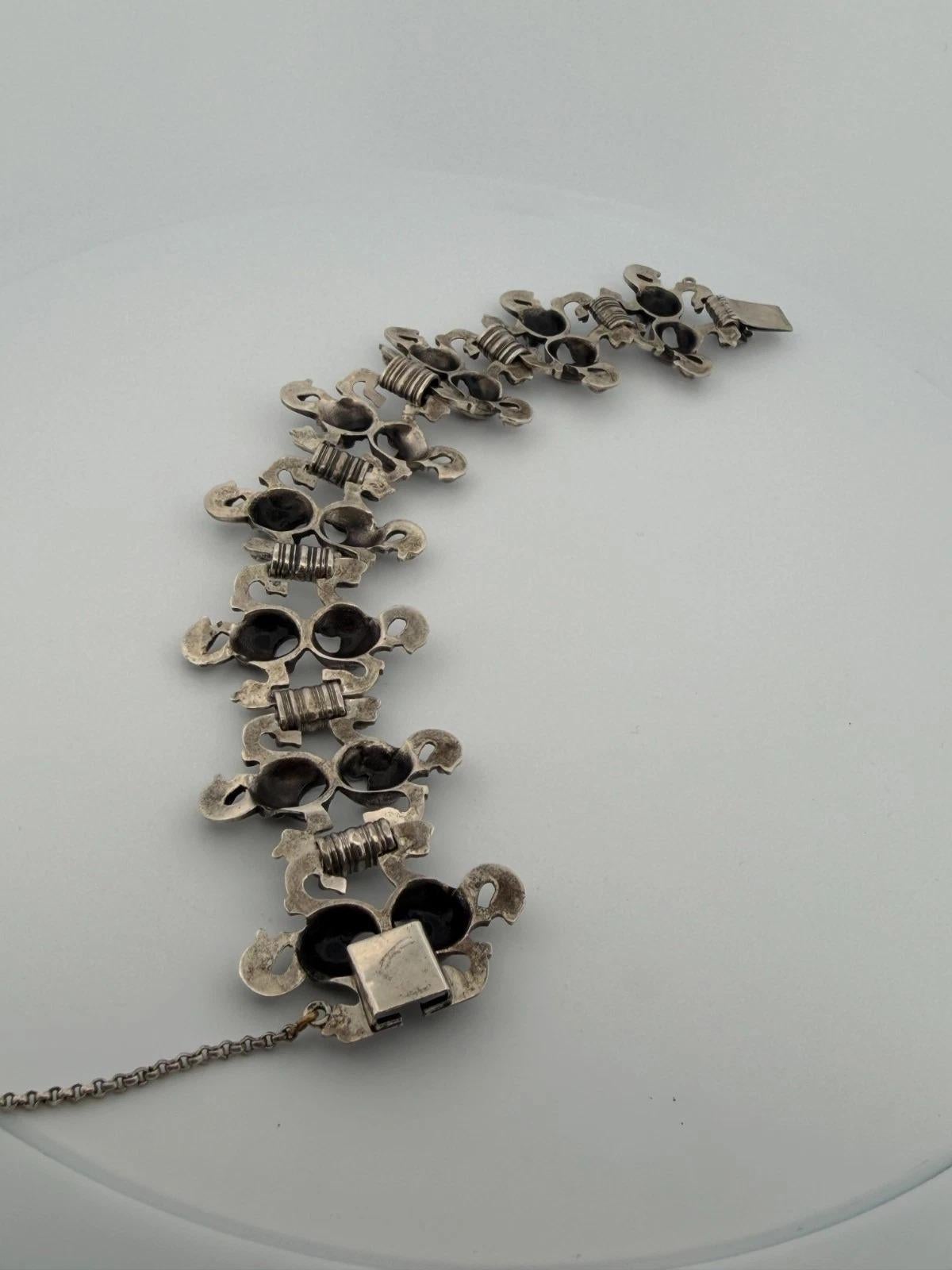 Vintage European 800 Silber Barock Revival Scroll Link Armband - 59,73 Gramm - 8