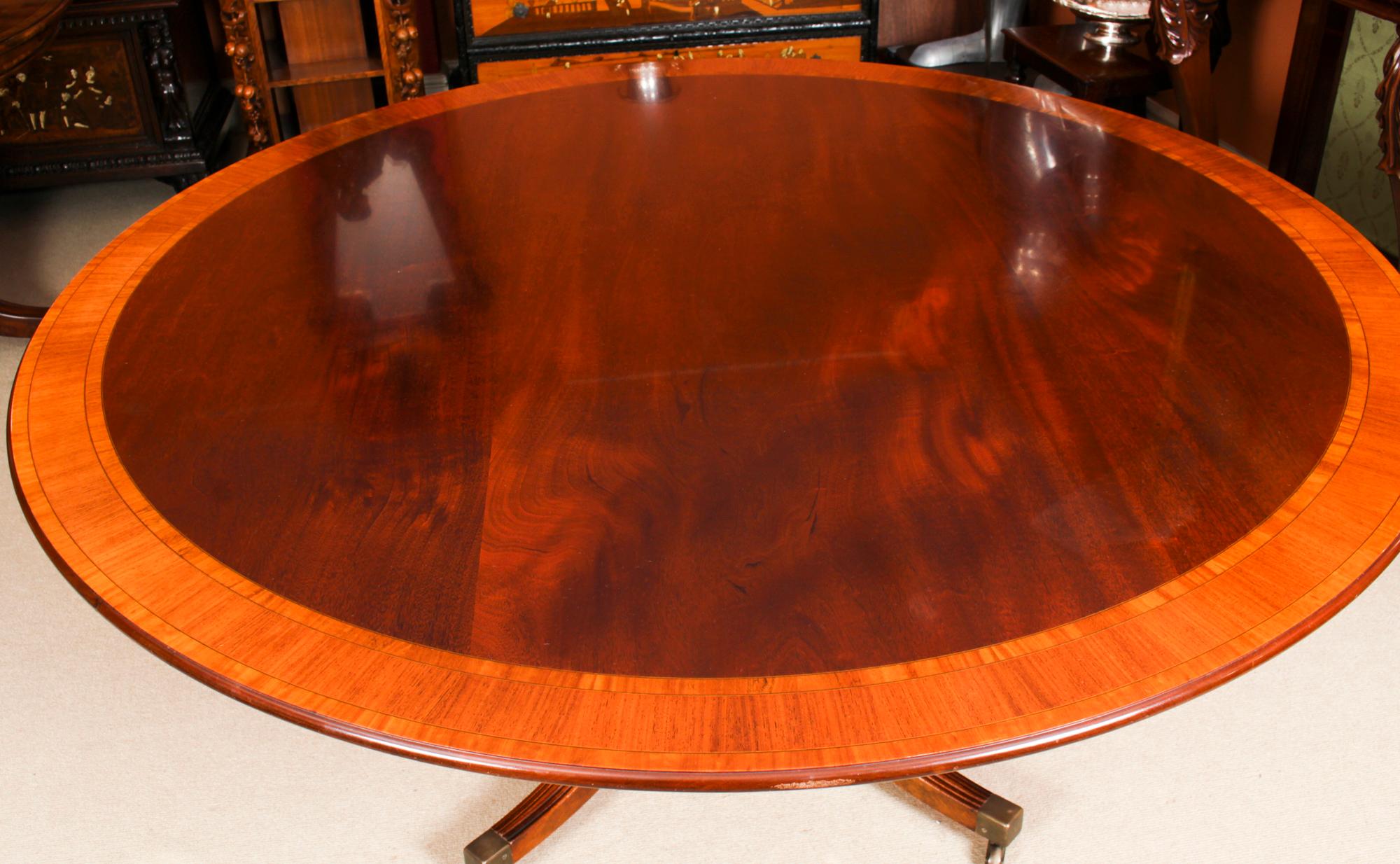 Regency Revival Vintage Circular Dining Table & 6 Chairs William Tillman, 20th Century