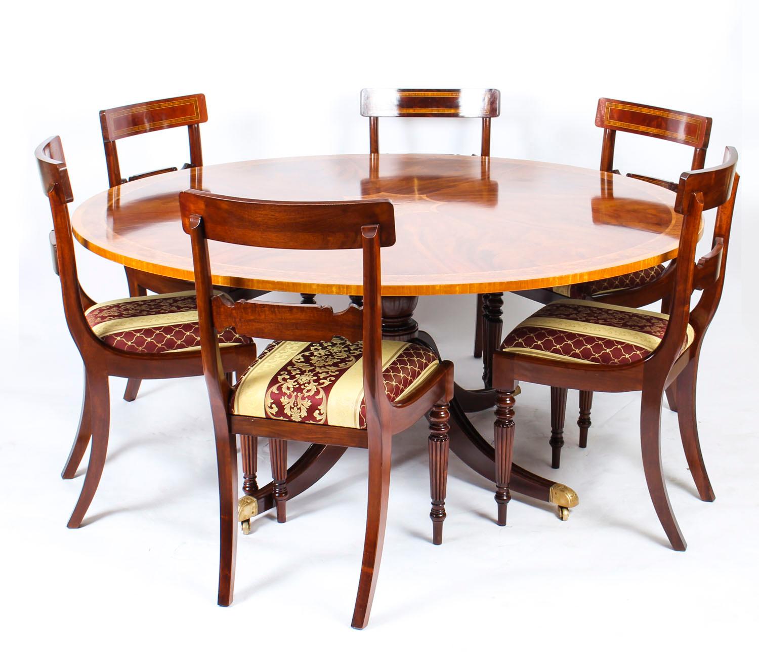 Vintage Regency Revival Dining Table and 8 Chairs, 20th Century 8