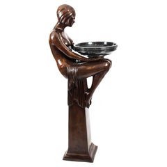 Vintage 5ft Biba-Bronze-Deko-Damen-Skulptur aus Bronze, 20. Jahrhundert