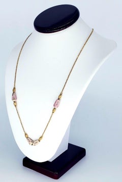 Vintage Enamel Stardust Bead Necklace 18 Karat Gold