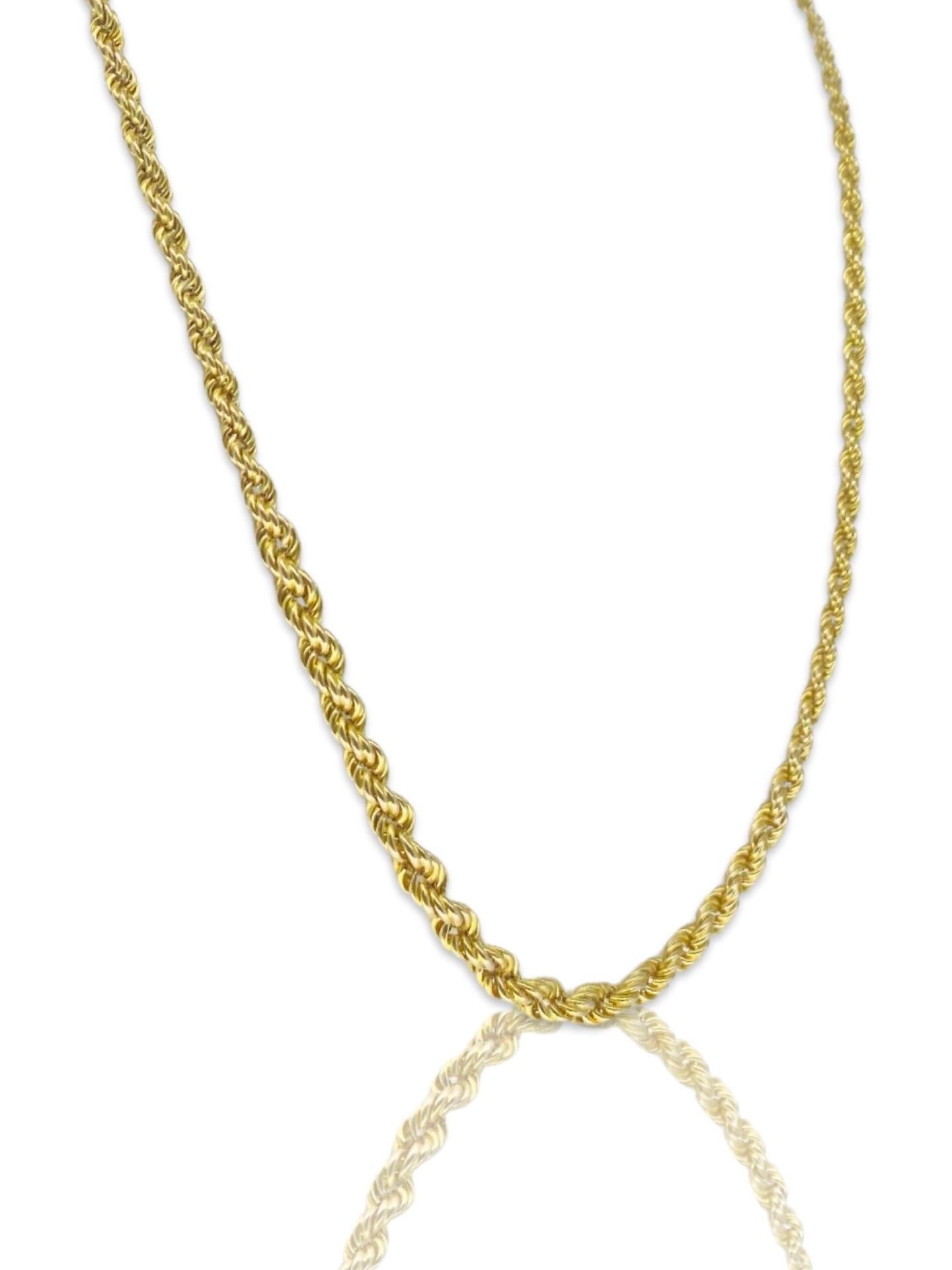 Vintage 5mm Graduating Rope Twist Necklace 18k Gold In Excellent Condition For Sale In Miami, FL