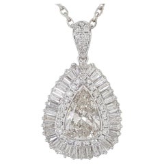 Collier pendentif ballerine vintage avec diamants taille poire brillants et baguettes de 6 carats