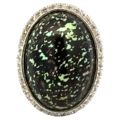Vintage 6 Carat Boulder Opal Gold Solitaire Halo Ring