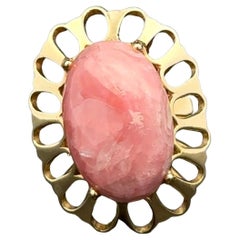 Vintage 6 Carat Rhodocrosite Gold Dome Solitaire Ring