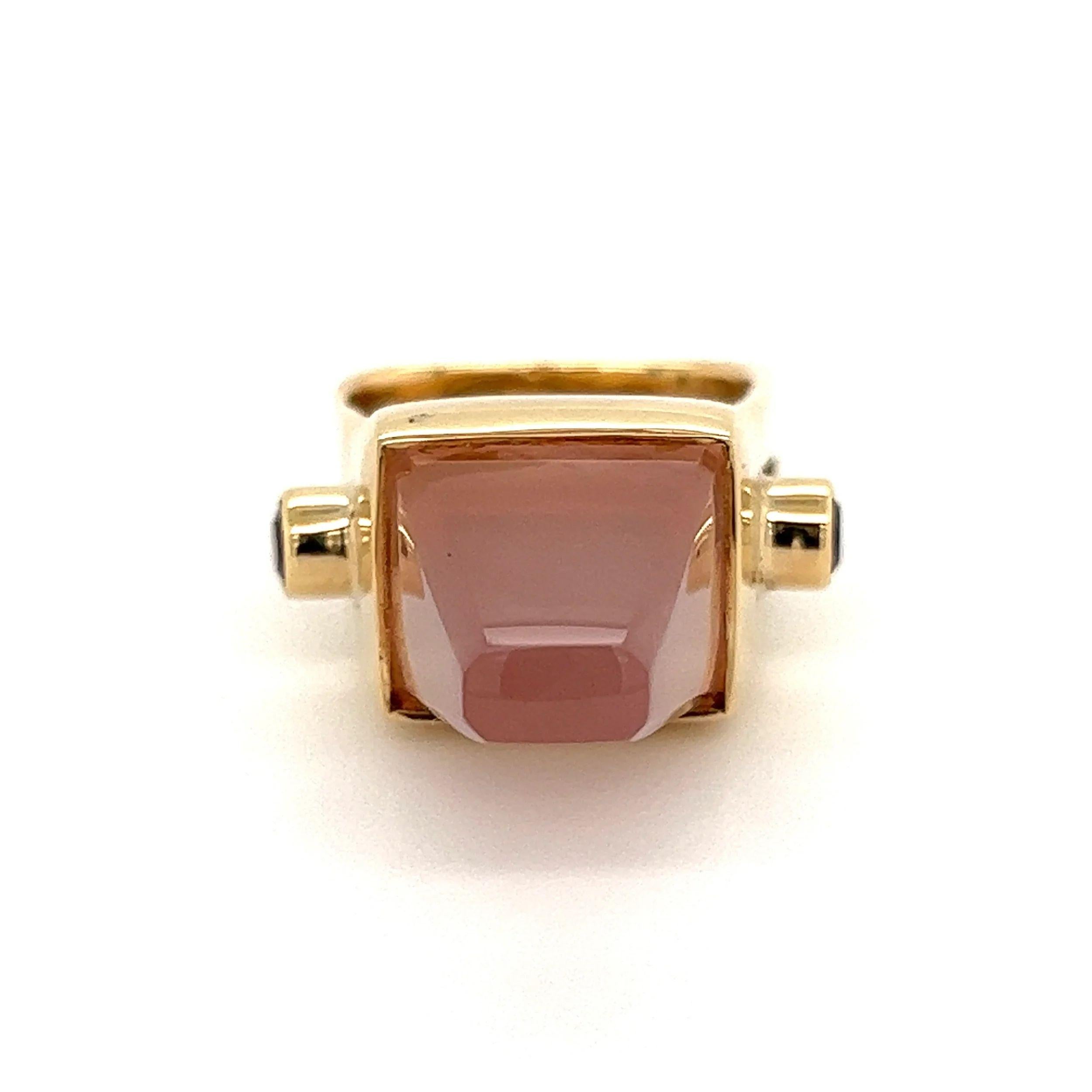 Women's Vintage 6 Carat Rose Quartz and Amethyst Gold Ring For Sale