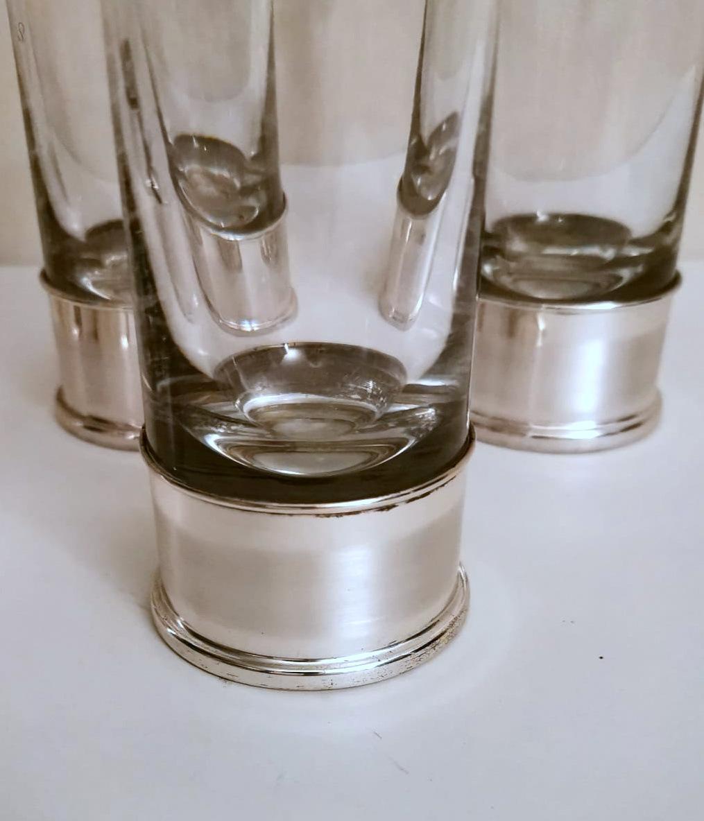 Vintage 6 Florentine Handcrafted Silver and Luxion Crystal Glasses from R.C.R For Sale 4