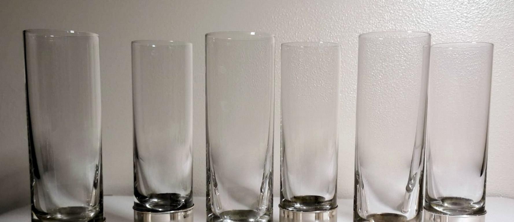 Vintage 6 Florentine Handcrafted Silver and Luxion Crystal Glasses from R.C.R For Sale 6