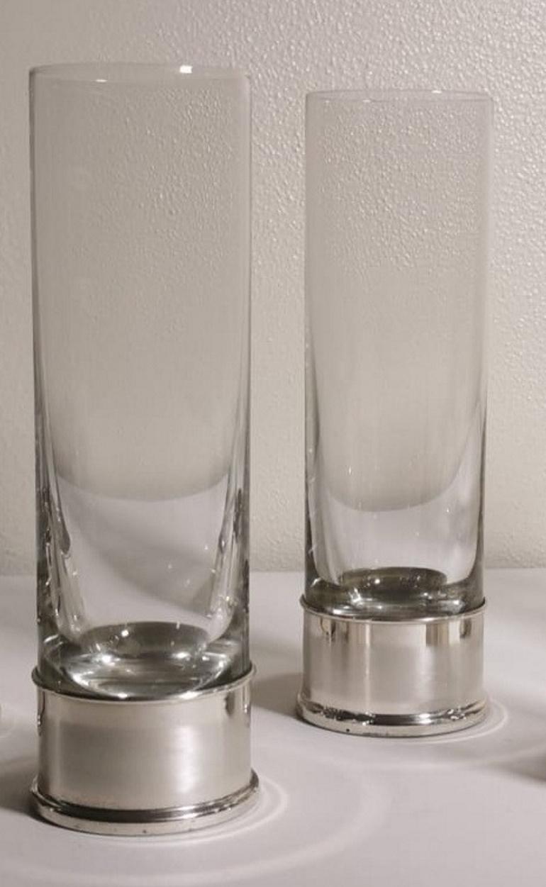 Vintage 6 Florentine Handcrafted Silver and Luxion Crystal Glasses from R.C.R For Sale 8