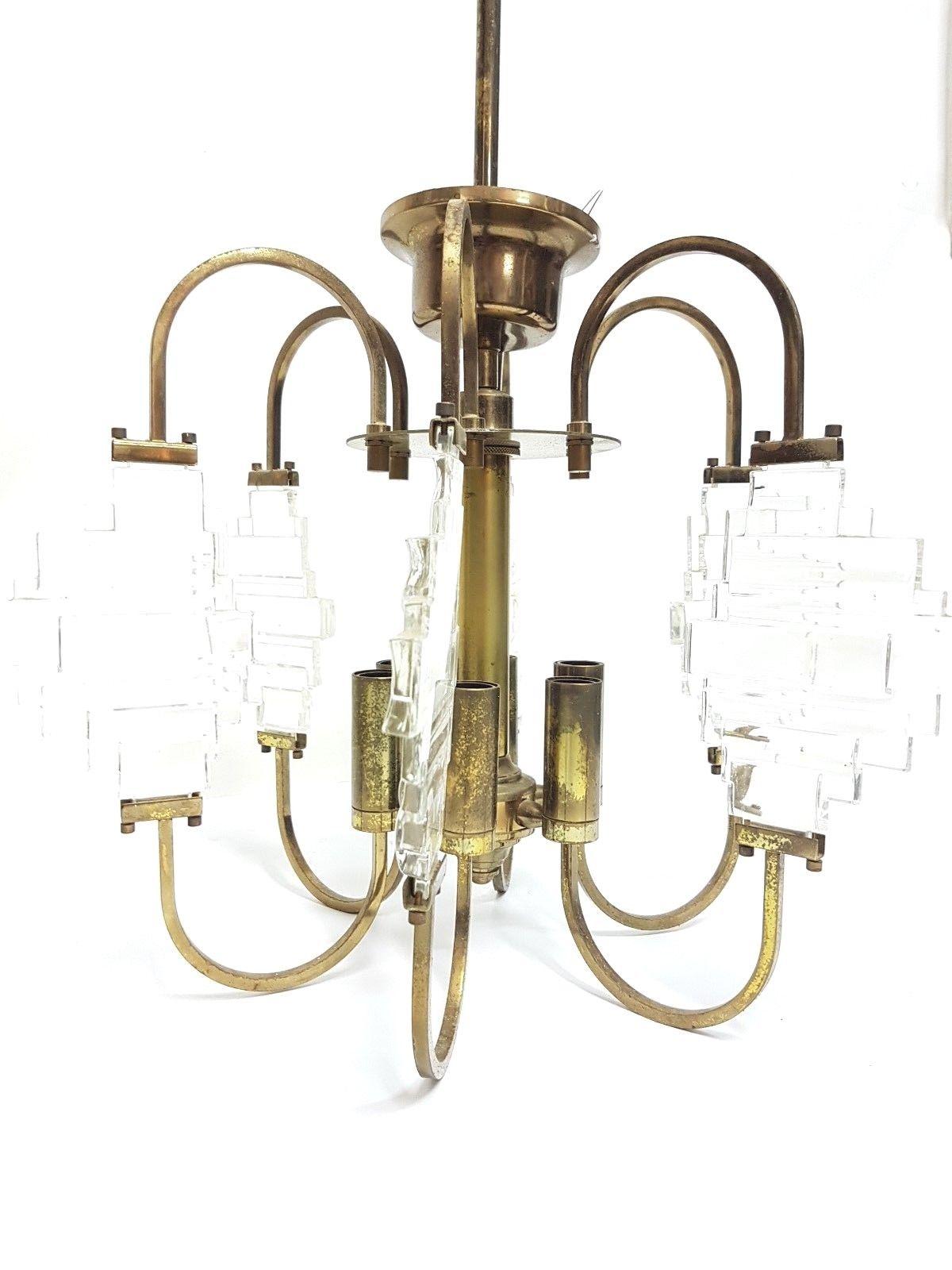Brass Vintage 6-Light Chandelier Design Stilkronen, 1960s For Sale